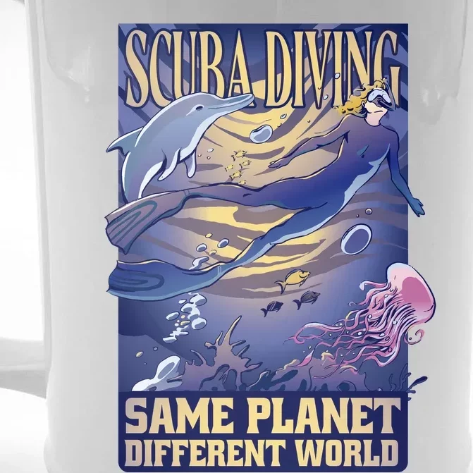 Scuba Diving Same Planet Different World Front & Back Beer Stein