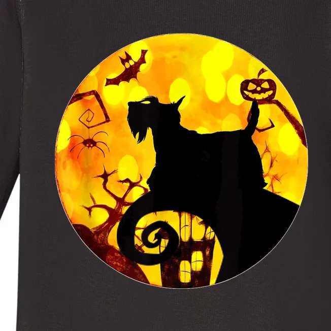 Scottie Dog Scary And Moon Funny Halloween Adults Costumes Baby Long Sleeve Bodysuit