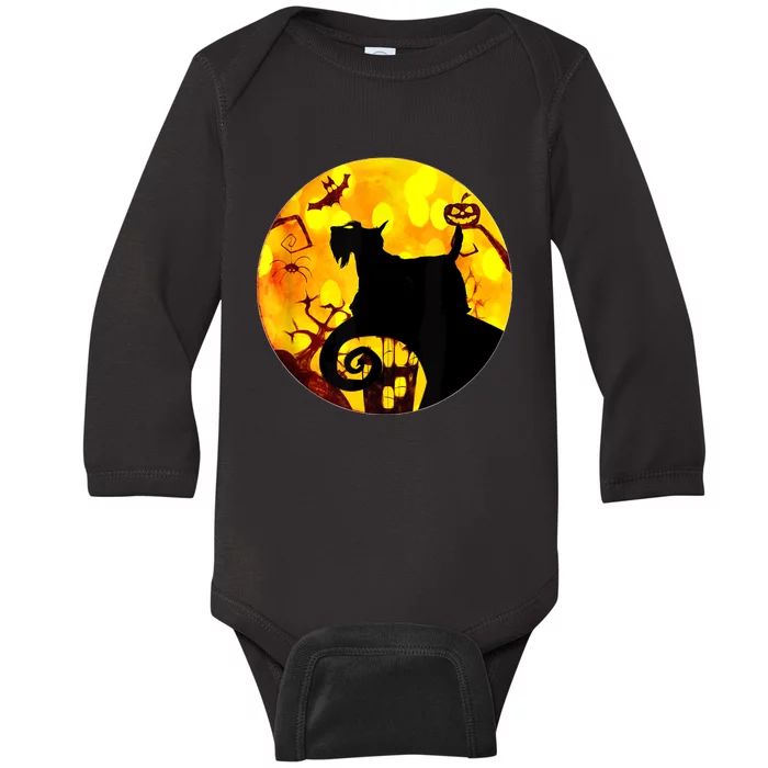 Scottie Dog Scary And Moon Funny Halloween Adults Costumes Baby Long Sleeve Bodysuit