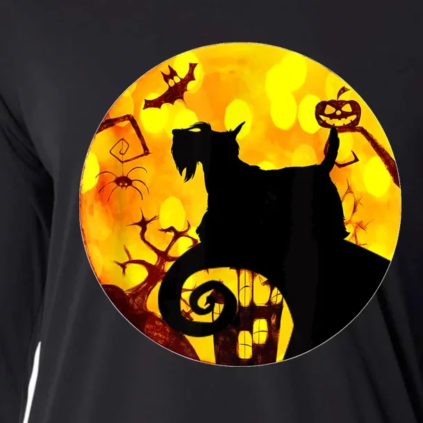 Scottie Dog Scary And Moon Funny Halloween Adults Costumes Cooling Performance Long Sleeve Crew