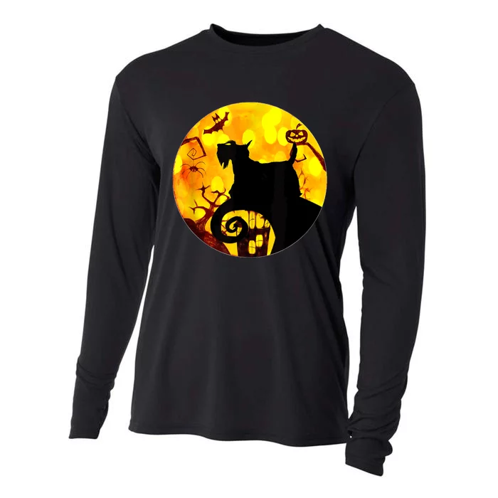 Scottie Dog Scary And Moon Funny Halloween Adults Costumes Cooling Performance Long Sleeve Crew