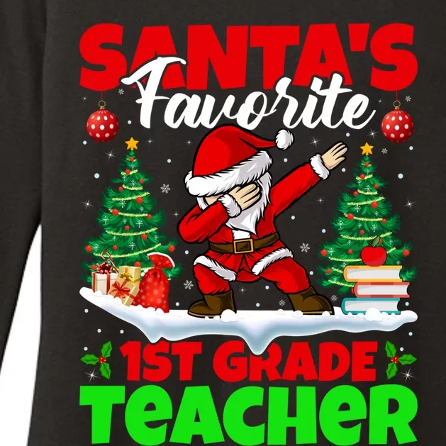 Santa Dabbing Santas Favorite 1St Grade Teacher Christmas Gift Womens CVC Long Sleeve Shirt