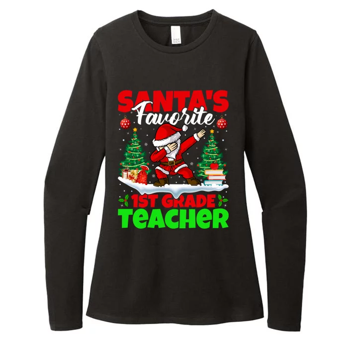 Santa Dabbing Santas Favorite 1St Grade Teacher Christmas Gift Womens CVC Long Sleeve Shirt