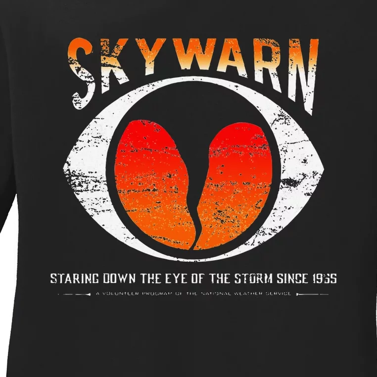 Skywarn Distressed Ladies Long Sleeve Shirt