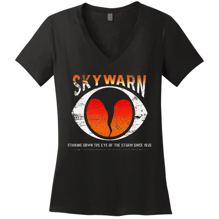 Skywarn Distressed Women's V-Neck T-Shirt