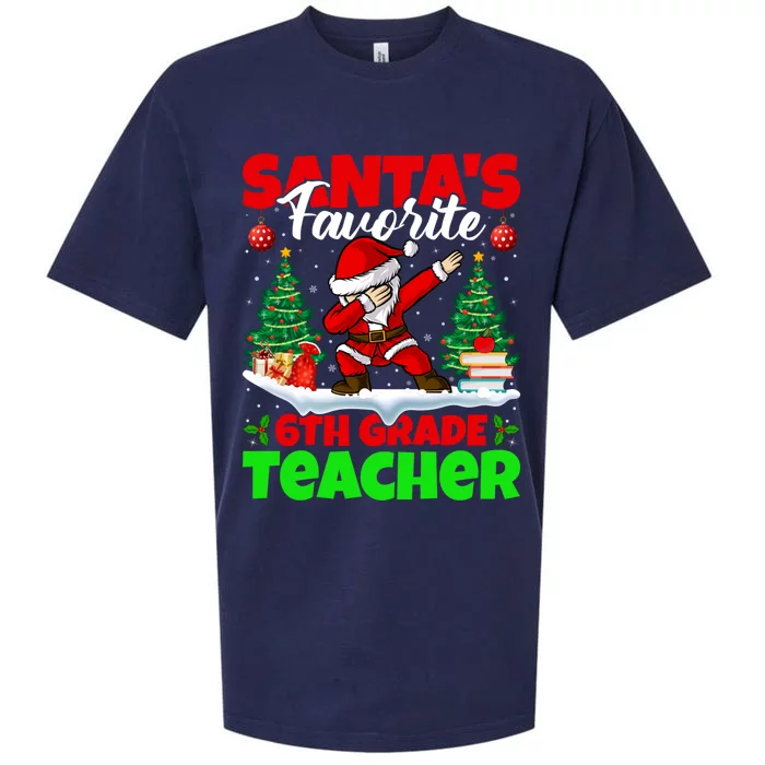 Santa Dabbing Santas Favorite 6Th Grade Teacher Christmas Gift Sueded Cloud Jersey T-Shirt