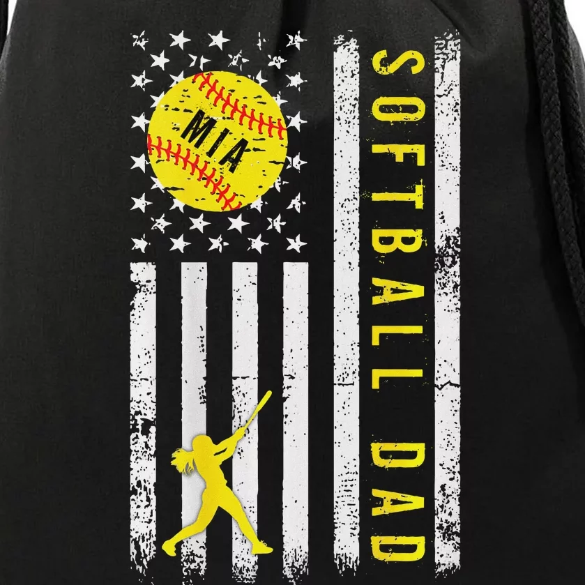 Softball Dad Drawstring Bag