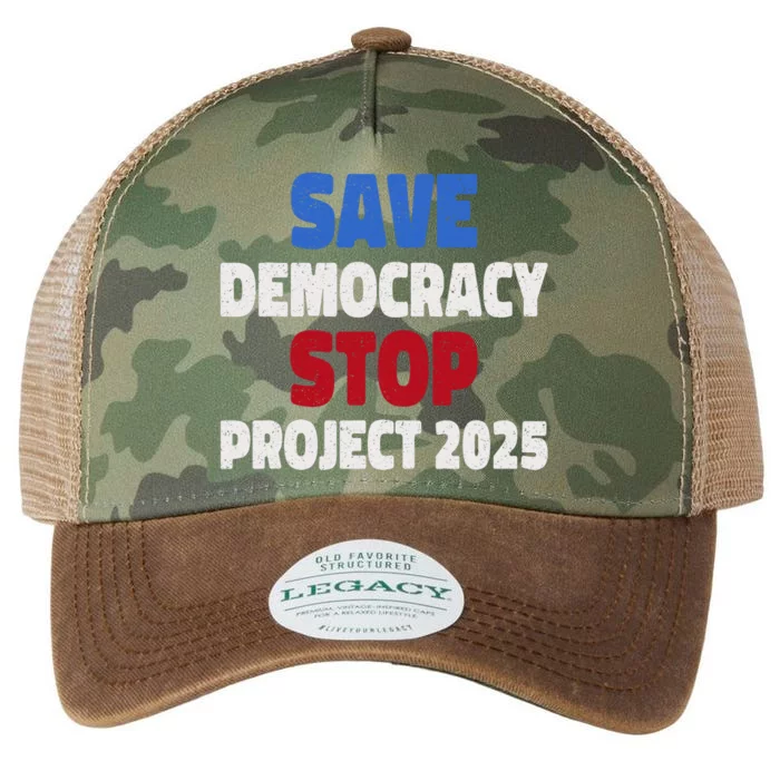 Save Democracy Stop Project 2025 Presidential Election Legacy Tie Dye Trucker Hat