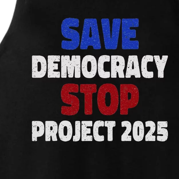 Save Democracy Stop Project 2025 Election Ladies Tri-Blend Wicking Tank