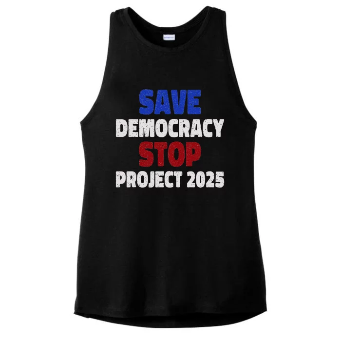 Save Democracy Stop Project 2025 Election Ladies Tri-Blend Wicking Tank