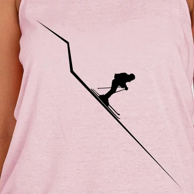 Ski Downhill Skiing Winter Sports Freeski Racing Skier Gift Funny Gift Women's Knotted Racerback Tank