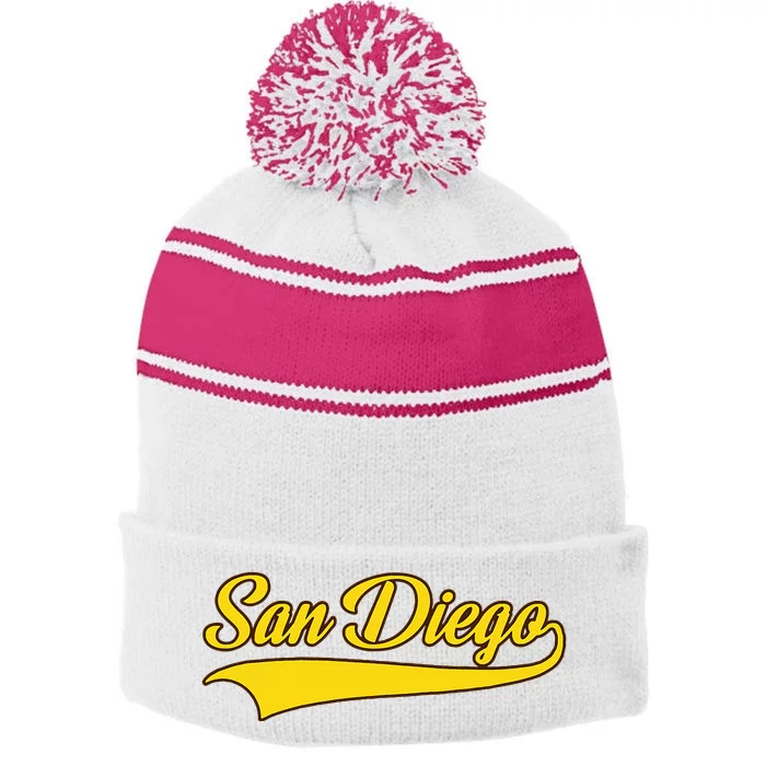 San Diego Stripe Pom Pom Beanie