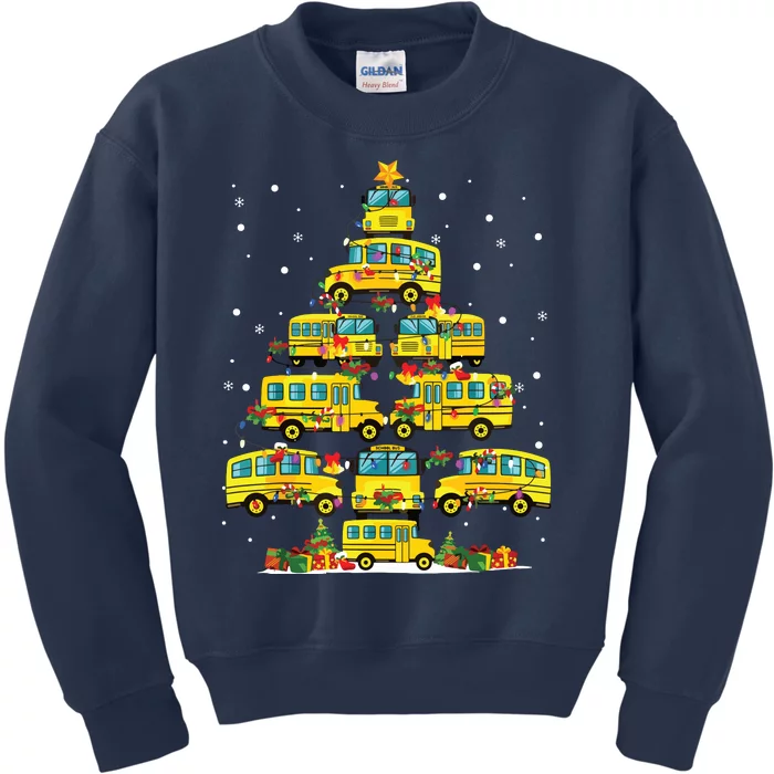 Student Delivery School Bus Driver Christmas Xmas Tree Kids Sweatshirt