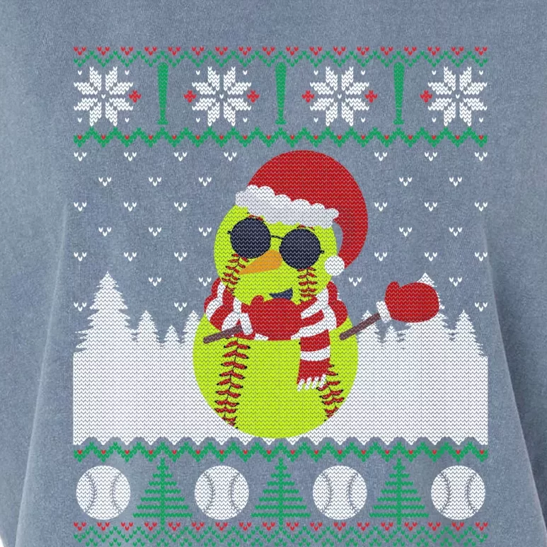 Snow Dabbing Softball Ugly Christmas Holiday Baseball Gift Garment-Dyed Women's Muscle Tee