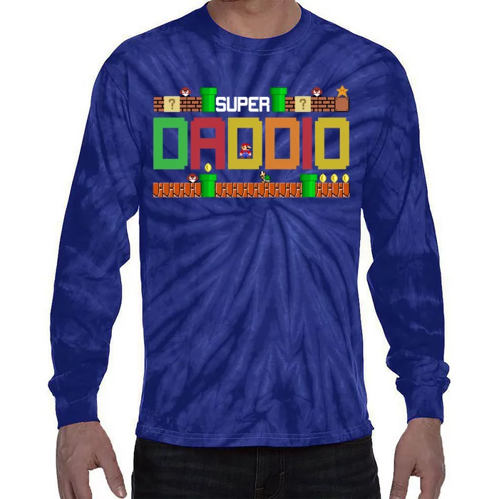 Super Dad Super Daddio Gift Cute Funny Daddy Gift Tie-Dye Long Sleeve Shirt