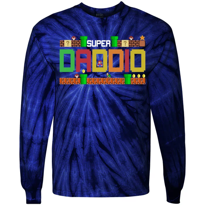 Super Dad Super Daddio Gift Cute Funny Daddy Gift Tie-Dye Long Sleeve Shirt