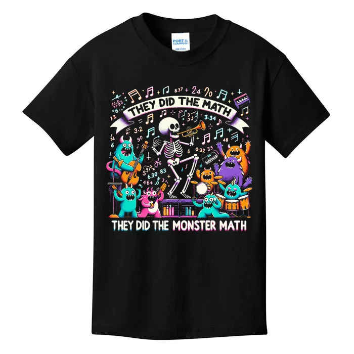 Skeleton Dancing They Did The Math They Did The Monster Math Kids T-Shirt