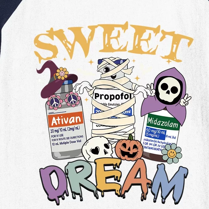 Sweet Dream Team Intensive Scare Unit Icu Rn Nurse Halloween Gift Baseball Sleeve Shirt