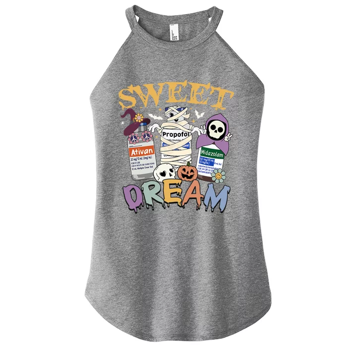 Sweet Dream Team Intensive Scare Unit Icu Rn Nurse Halloween Gift Women’s Perfect Tri Rocker Tank