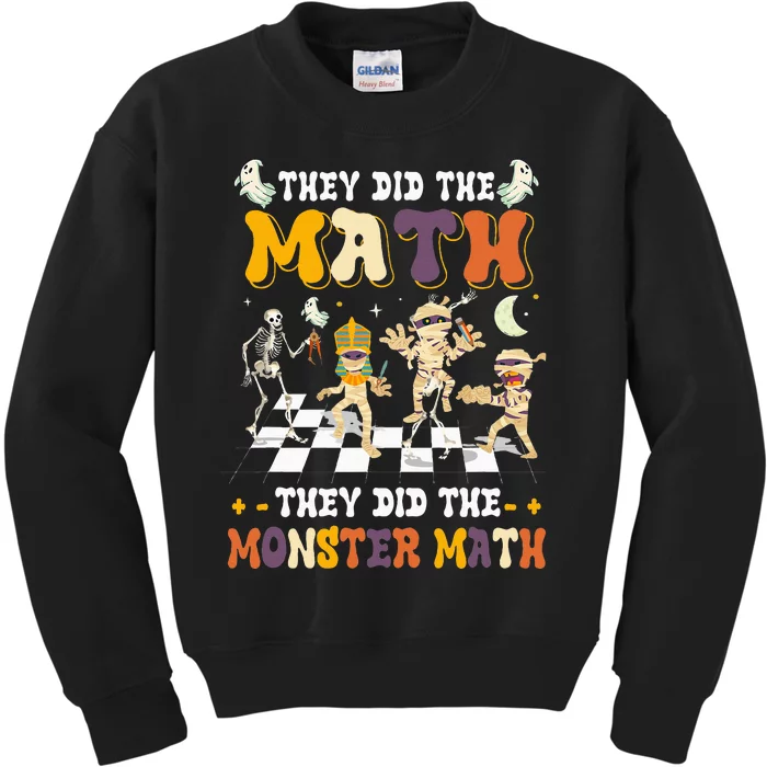 Skeleton Dancing They Did The Math They Did The Monster Math Kids Sweatshirt