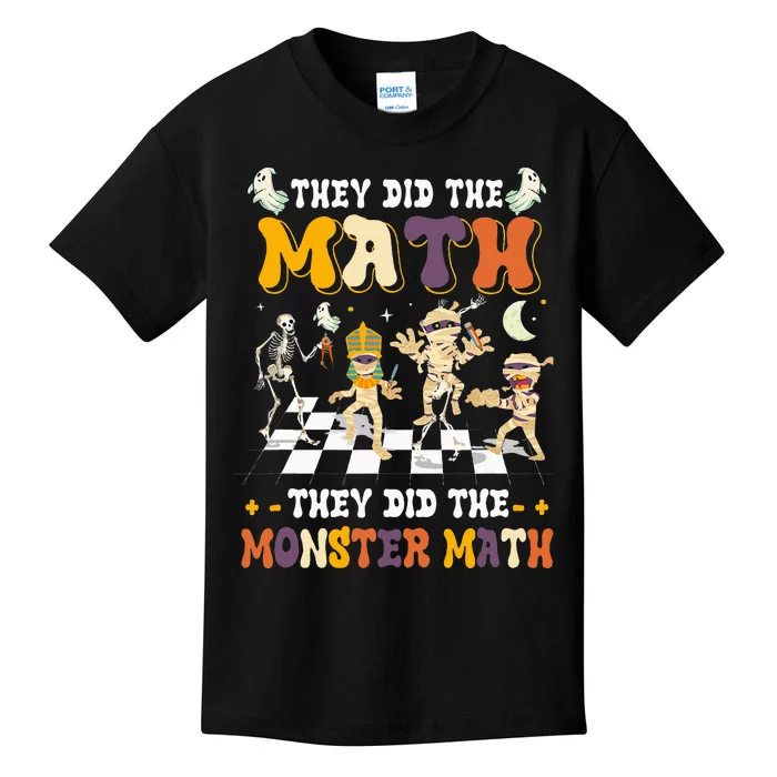 Skeleton Dancing They Did The Math They Did The Monster Math Kids T-Shirt