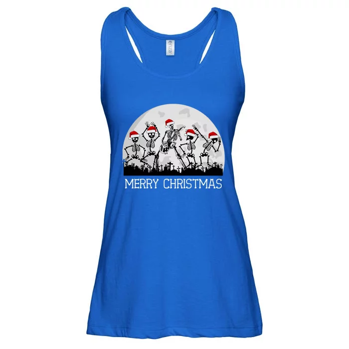 Skeletons Dancing To Rock Guitar In Graveyard Merry Xmas Gift Ladies Essential Flowy Tank