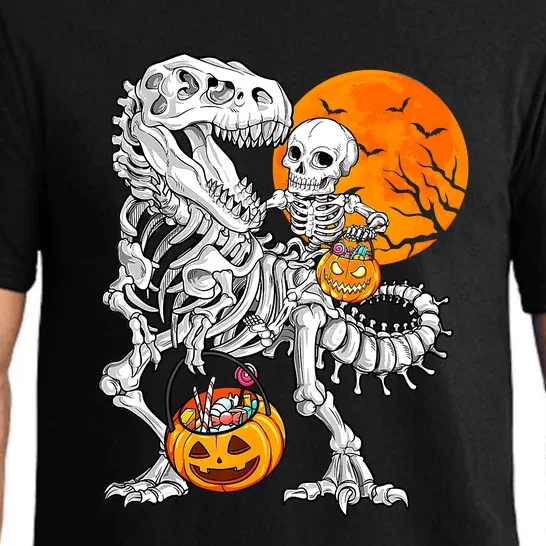 Skeleton Dinosaur T Rex Boys Halloween Mummy Funny Pumpkin Pajama Set