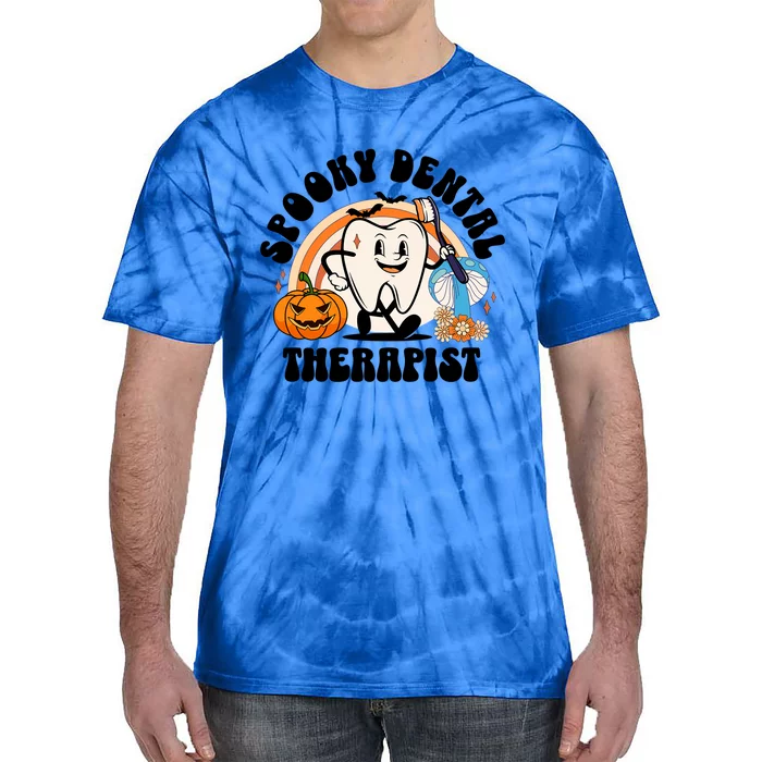 Spooky Dental Therapist Retro Halloween Dentist Office Humor Gift Tie-Dye T-Shirt