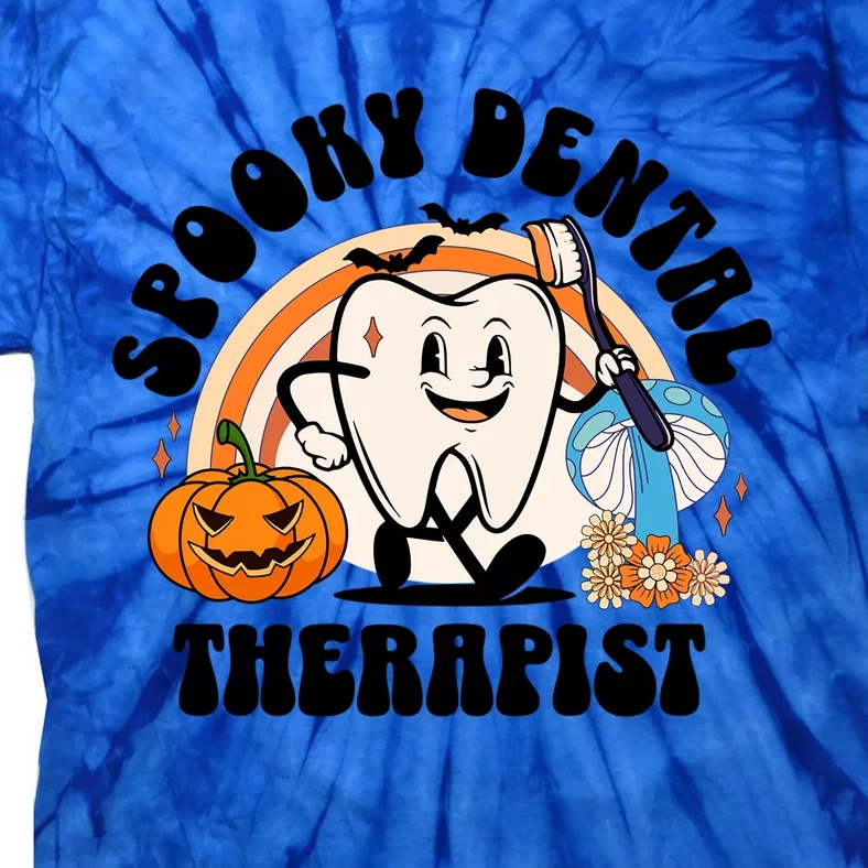 Spooky Dental Therapist Retro Halloween Dentist Office Humor Gift Tie-Dye T-Shirt