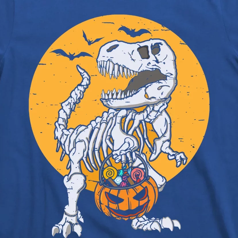 Skeleton Dinosaur T Rex Pumpkin Halloween Costume Gift T-Shirt