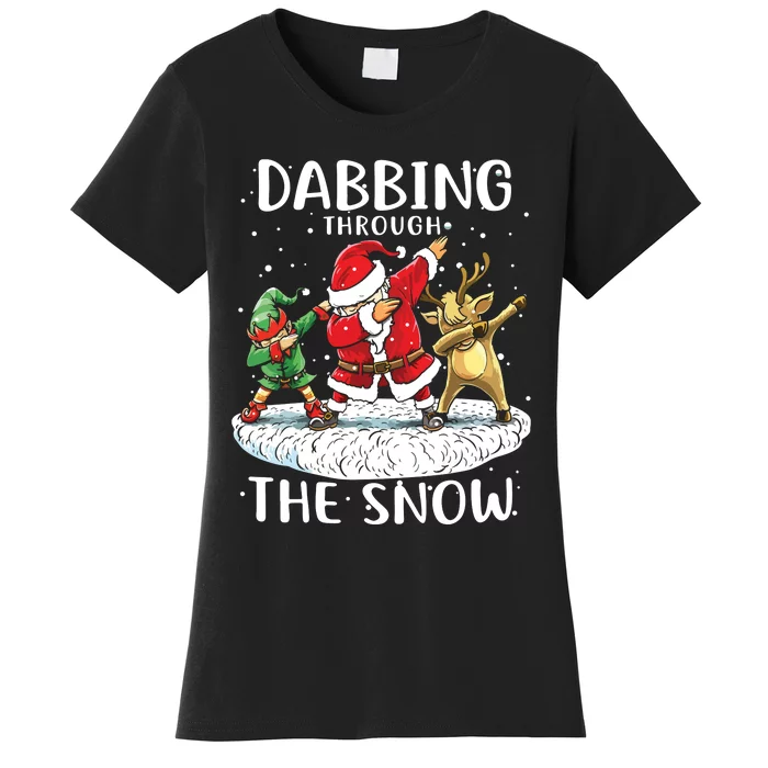 Santa Dabbing Through The Snow Funny Christmas Women's T-Shirt