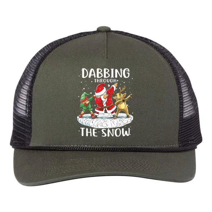 Santa Dabbing Through The Snow Funny Christmas Retro Rope Trucker Hat Cap