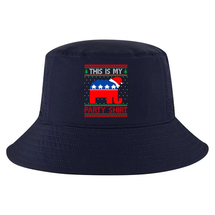 Santa Democrat This Is My Party Gift Christmas Ugly Sweater Cute Gift Cool Comfort Performance Bucket Hat