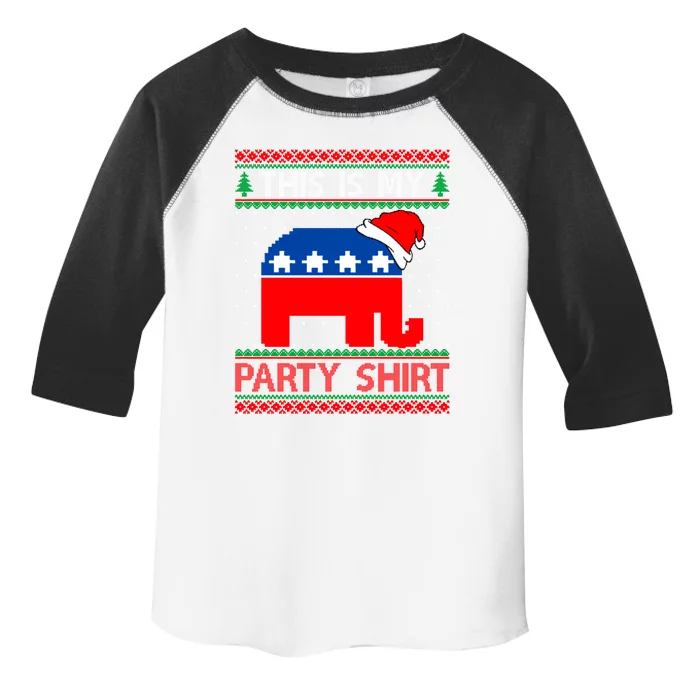 Santa Democrat This Is My Party Gift Christmas Ugly Sweater Cute Gift Toddler Fine Jersey T-Shirt