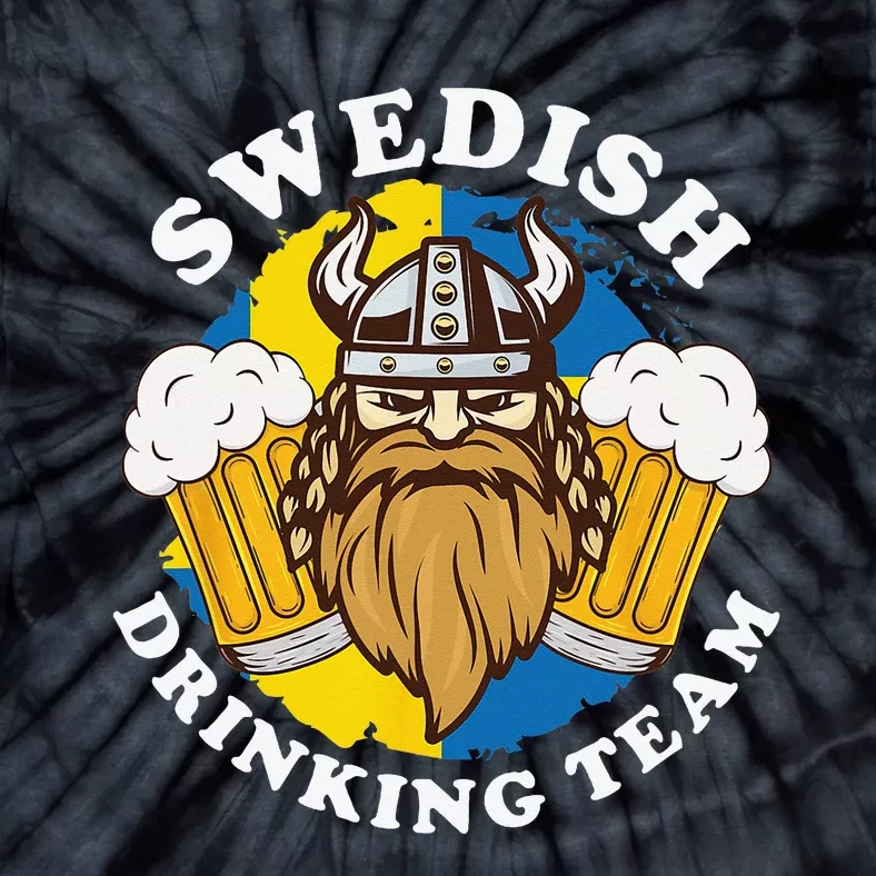 Swedish Drinking Team Beer Alcohol Party Flag Viking Helmet Tie-Dye T-Shirt