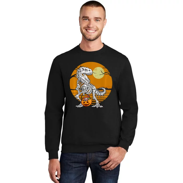 Skeleton Dinosaur T Rex Halloween Moon Gifts Hoodie Tall Sweatshirt