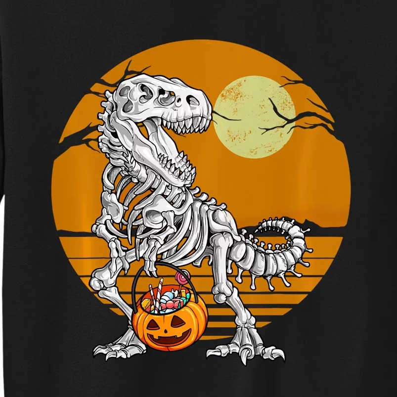 Skeleton Dinosaur T Rex Halloween Moon Gifts Hoodie Tall Sweatshirt