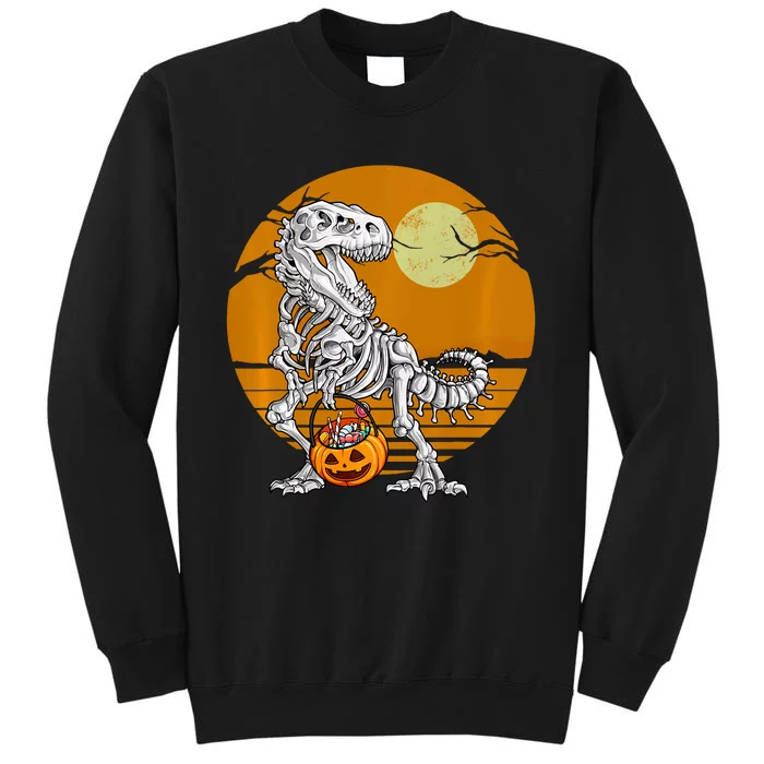 Skeleton Dinosaur T Rex Halloween Moon Gifts Hoodie Tall Sweatshirt