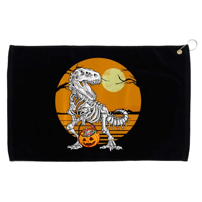 Skeleton Dinosaur T Rex Halloween Moon Gifts Hoodie Grommeted Golf Towel