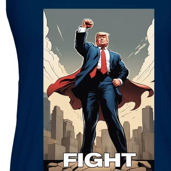 Superhero Donald Trump Fight Trump 2024 Us Flag Donald Trump Pennsylvania Pa Ladies Essential Flowy Tank