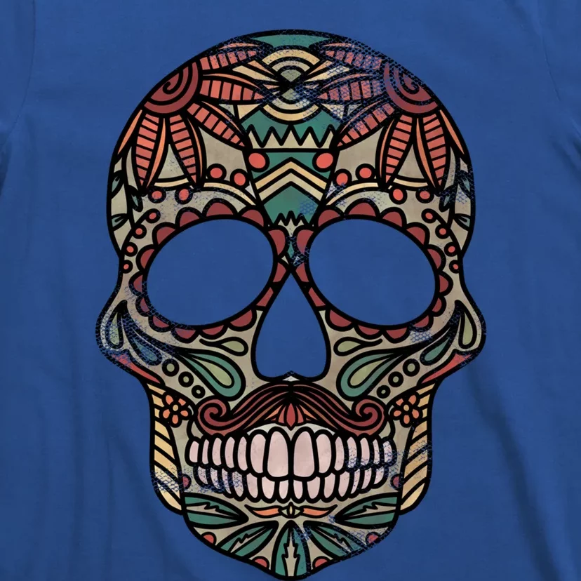 Skull Drawing Tribal Day Of The Dead Dia De Los Muertos Gift T-Shirt