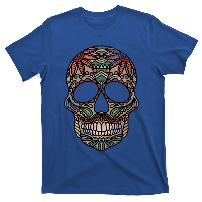 Skull Drawing Tribal Day Of The Dead Dia De Los Muertos Gift T-Shirt