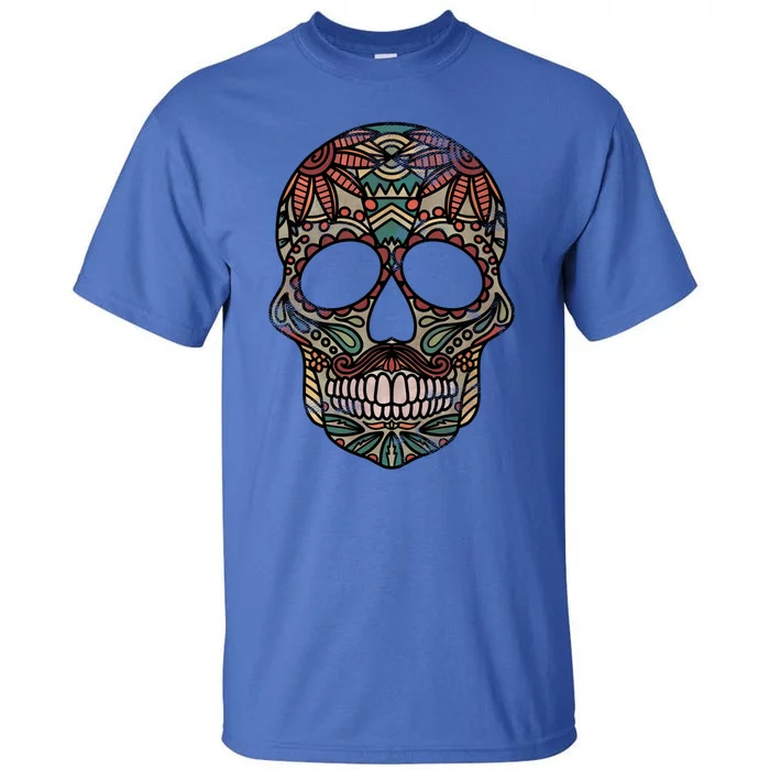 Skull Drawing Tribal Day Of The Dead Dia De Los Muertos Gift Tall T-Shirt