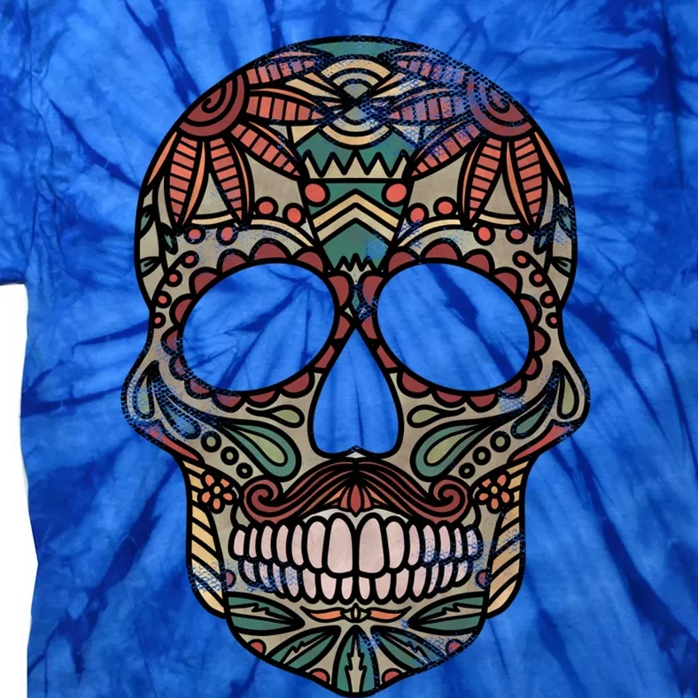 Skull Drawing Tribal Day Of The Dead Dia De Los Muertos Gift Tie-Dye T-Shirt