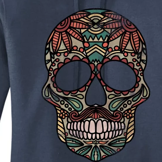 Skull Drawing Tribal Day Of The Dead Dia De Los Muertos Gift Women's Pullover Hoodie