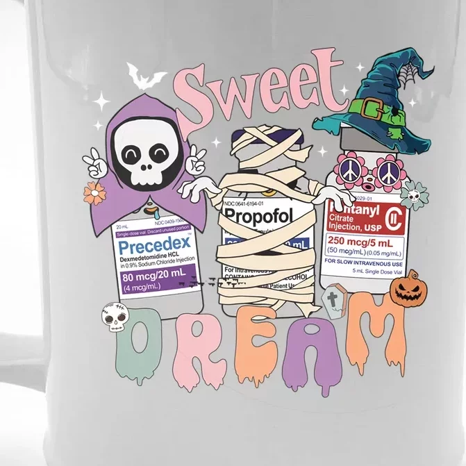 Sweet Dream Team Intensive Scare Unit Icu Rn Nurse Halloween Great Gift Front & Back Beer Stein