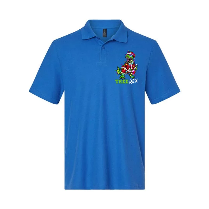 Santa Dinosaur Trex Rex Xmas Gift Softstyle Adult Sport Polo