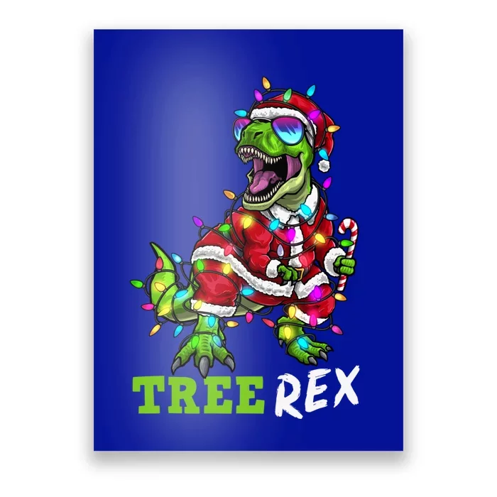 Santa Dinosaur Trex Rex Xmas Gift Poster