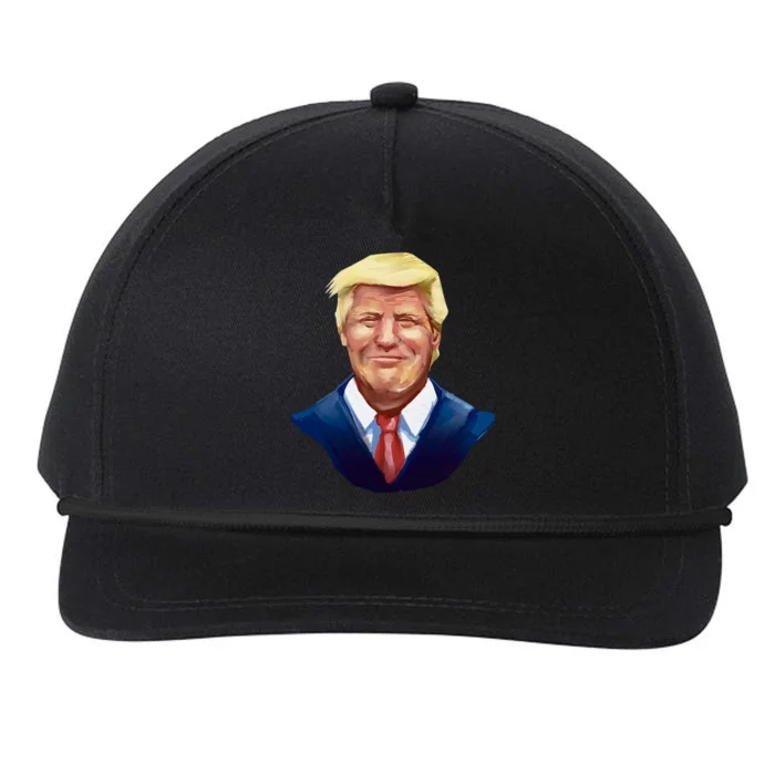 Smiling Donald Trump Portrait Snapback Five-Panel Rope Hat