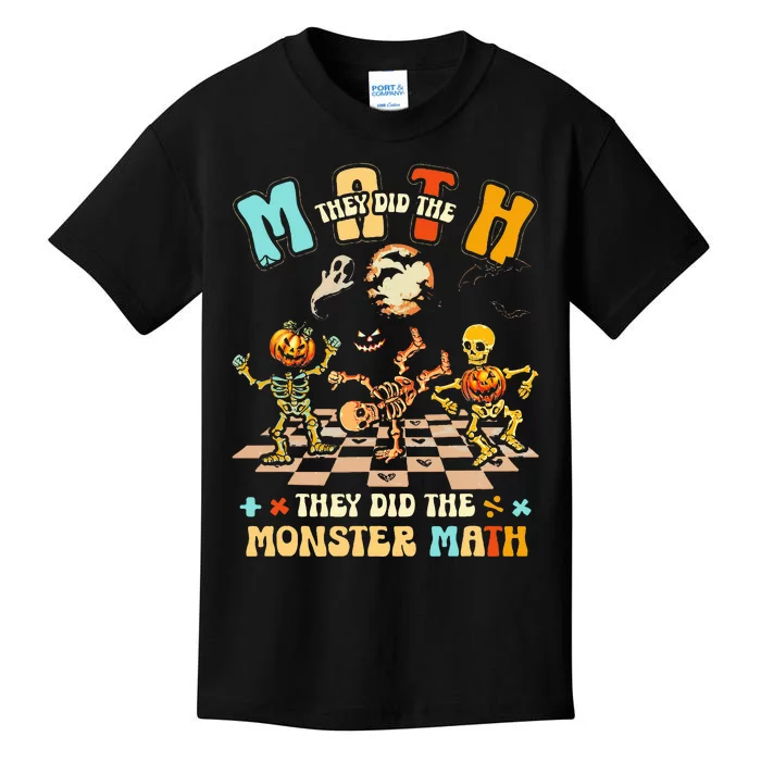 Skeleton Dancing They Did The Math They Did The Monster Math Kids T-Shirt